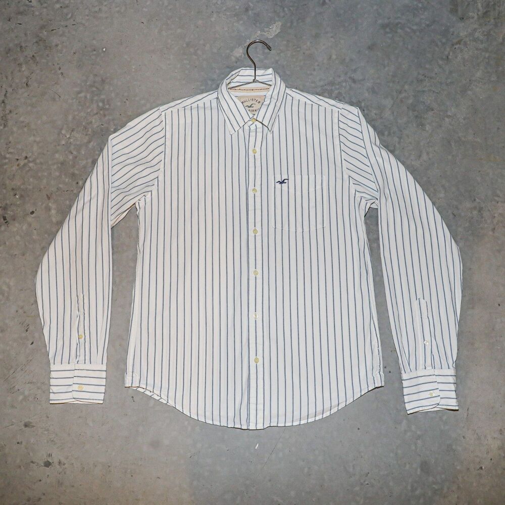 Vintage Hollister Y2K Striped‎ Button Down Cotton Shirt Casual Summer Top Large